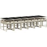 vidaXL - 13-delige - Tuinset - met - kussens - poly - rattan - lichtgrijs