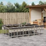 vidaXL - 13-delige - Tuinset - met - kussens - poly - rattan - lichtgrijs
