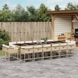 vidaXL - 17-delige - Tuinset - met - kussens - poly - rattan - beige