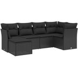 vidaXL 6-delige Loungeset met kussens poly rattan zwart