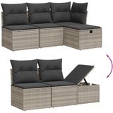 vidaXL - 5-delige - Loungeset - met - kussens - poly - rattan - lichtgrijs