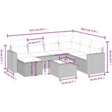 vidaXL - 8-delige - Loungeset - met - kussens - poly - rattan - zwart