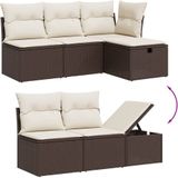vidaXL - 6-delige - Loungeset - met - kussens - poly - rattan - bruin