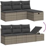 vidaXL 8-delige Loungeset met kussens poly rattan grijs