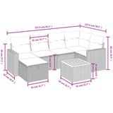 vidaXL - 7-delige - Loungeset - met - kussens - poly - rattan - beige