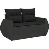 vidaXL 8-delige Loungeset met kussens poly rattan zwart