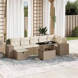 vidaXL - 8-delige - Loungeset - met - kussens - poly - rattan - beige