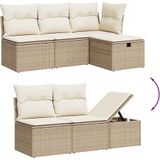 vidaXL - 8-delige - Loungeset - met - kussens - poly - rattan - beige