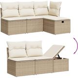 vidaXL - 6-delige - Loungeset - met - kussens - poly - rattan - beige