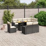vidaXL - 9-delige - Loungeset - met - kussens - poly - rattan - zwart