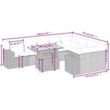 vidaXL - 10-delige - Loungeset - met - kussens - poly - rattan - zwart