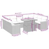 vidaXL - 11-delige - Loungeset - met - kussens - poly - rattan - zwart