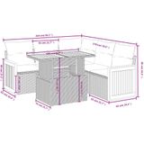 vidaXL 6-delige Loungeset met kussens poly rattan beige