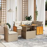 vidaXL - 6-delige - Loungeset - met - kussens - poly - rattan - beige