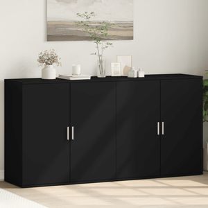 vidaXL - Dressoir - Zwart - Bewerkt Hout - Set van 2