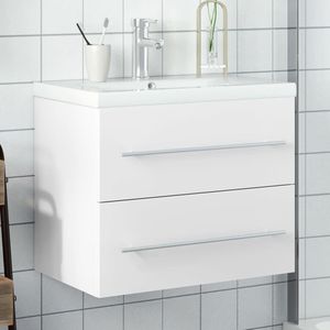 vidaXL - Wastafelkast - met - ingebouwde - wasbak - wit