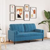 vidaXL Tweezitsbank met sierkussens 140 cm fluweel blauw