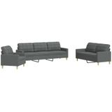 Vidaxl - 3-tlg. Sofagarnitur Dunkelgrau Stoff