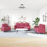 vidaXL - 4-delige - Loungeset - met - kussens - fluweel - wijnrood