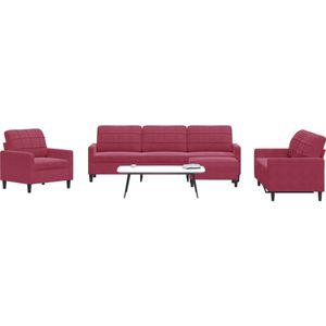 vidaXL 4-tlg. Sofagarnitur mit Kissen Weinrot Samt