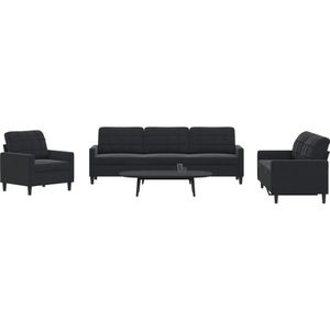 vidaXL - 4-delige - Loungeset - met - kussens - fluweel - zwart