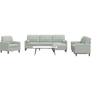 vidaXL 4-delige Loungeset met kussens en bolsters fluweel lichtgrijs