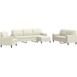 vidaXL 4-delige Loungeset met kussens en bolsters fluweel crèmekleurig