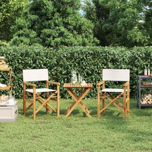vidaXL - Regisseursstoelen - Crèmekleurig - Massief Teakhout - 2 Stuks