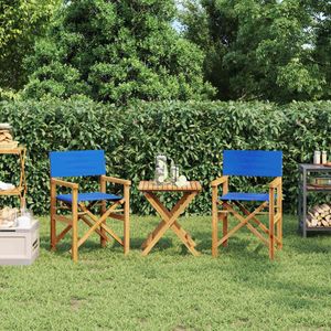 vidaXL - Regisseursstoelen - Inklapbaar - 2 Stuks - Massief Teakhout - Blauw