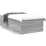 vidaXL - Bedframe - bewerkt - hout - grijs - sonoma - eikenkleurig - 90x200 - cm
