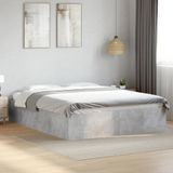 vidaXL - Bedframe - bewerkt - hout - betongrijsx200 - cm