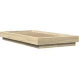 vidaXL Bedframe met LED-verlichting sonoma eikenkleurig 100x200 cm