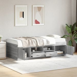 vidaXL - Slaapbank - met - lades - zonder - matrasx200 - cm - grijs - sonoma - eiken