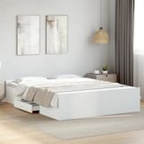 vidaXL - Bedframe - met - lades - bewerkt - hout - wit - 150x200 - cm