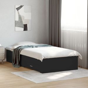 vidaXL - Bedframe - met - lades - bewerkt - hout - zwart - 90x190 - cm