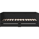 vidaXL - Slaapbank - met - lades - zonder - matrasx200 - cm - zwart