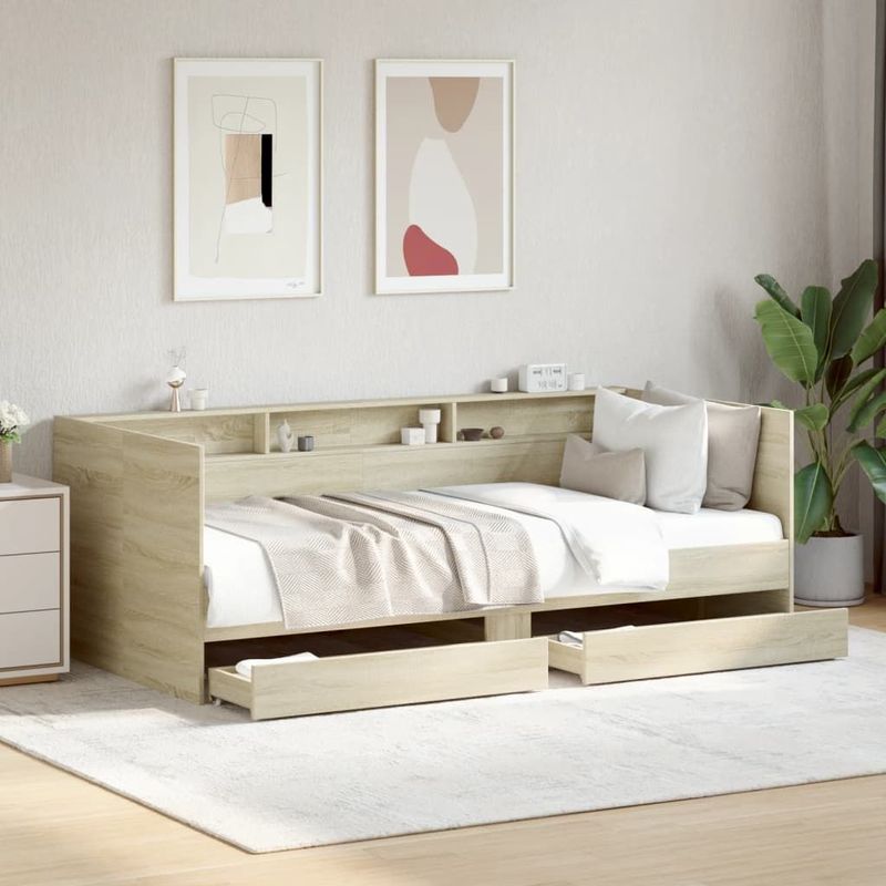 Tagesbett mit Schubladen ohne Matratze Sonoma-Eiche 100x200 cm Vidaxl