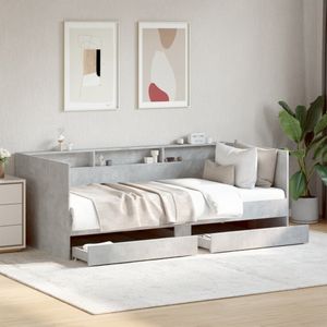 Tagesbett mit Schubladen ohne Matratze Betongrau 100x200 cm Vidaxl