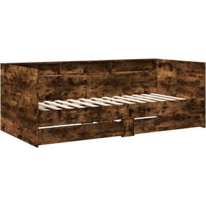 vidaXL Slaapbank met lades zonder matras 100x200 cm gerookt eikenkleur