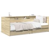 vidaXL - Slaapbank - met - lades - zonder - matrasx200 - cm - sonoma - eikenkleurig