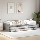 vidaXL - Slaapbank - met - lades - zonder - matrasx200 - cm - grijs - sonoma - eiken