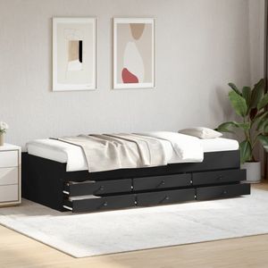 vidaXL Slaapbank met lades zonder matras 90x200 cm zwart
