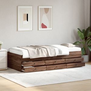 vidaXL Slaapbank met lades zonder matras 90x200 cm bruin eikenkleurig
