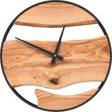 Wanduhr Braun Ø35 cm Eisen und Olivenholz Vidaxl