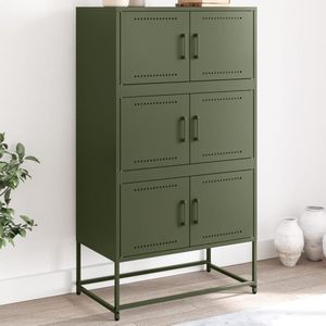 vidaXL - Dressoir,5x38,5x123,5 - cm - staal - olijfgroen