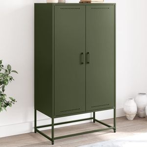 vidaXL Hoge Kast - Olijfgroen - Staal - 6 Vakken