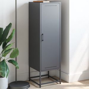 vidaXL Hoge Kast - Antracietkleurig - Staal - 3 Vakken