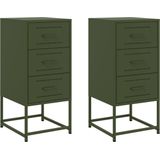 vidaXL - Nachtkastjes - 2 - st - 36x39x78 - cm - staal - olijfgroen