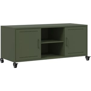 vidaXL Tv-meubel - Olijfgroen - Staal - 100,5x39x43,5 cm
