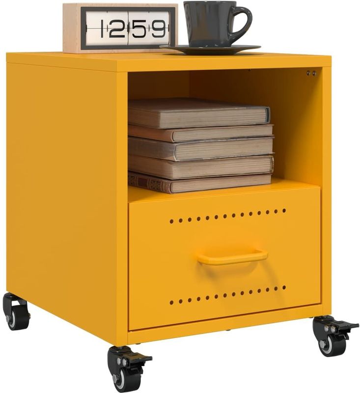 vidaXL - Nachtkastjes - 2 - st - 36x39x43,5 - cm - staal - mosterdgeel